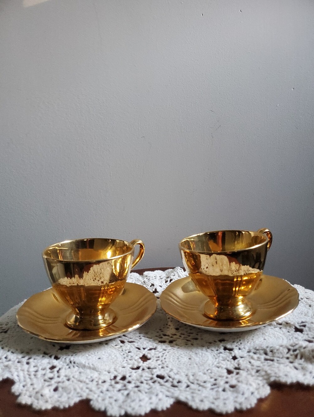 Vintage Royal Winton Grimwades Golden Age Teacup & Saucer Set of 2 Gold Lustre